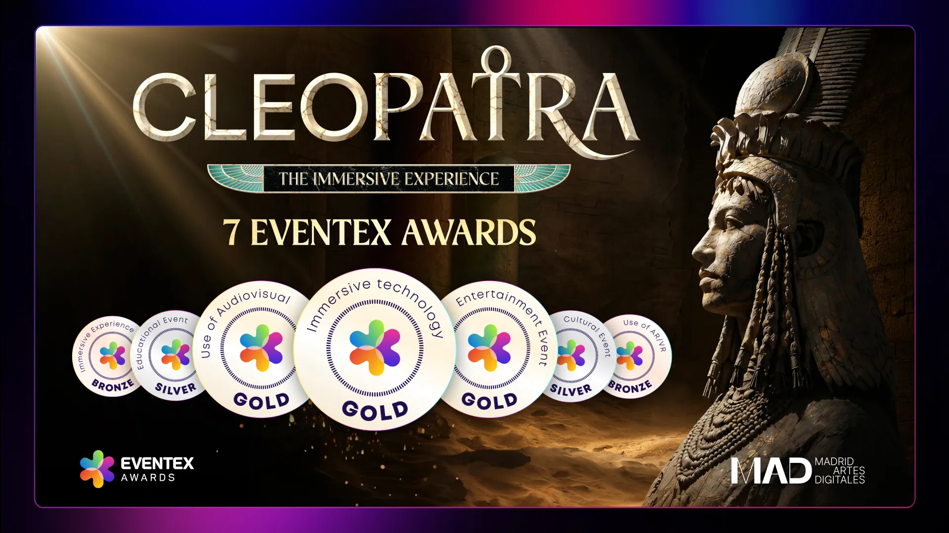Cleopatra immersive experience wins 16 industry awards
