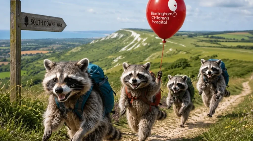 raccoon media group run, image of raccoons running across path