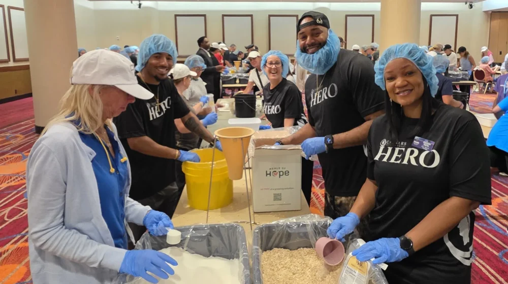caesars casino resort food bank charity packing