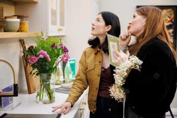 ideal home show birmingham nec two women staring at a model kitchen